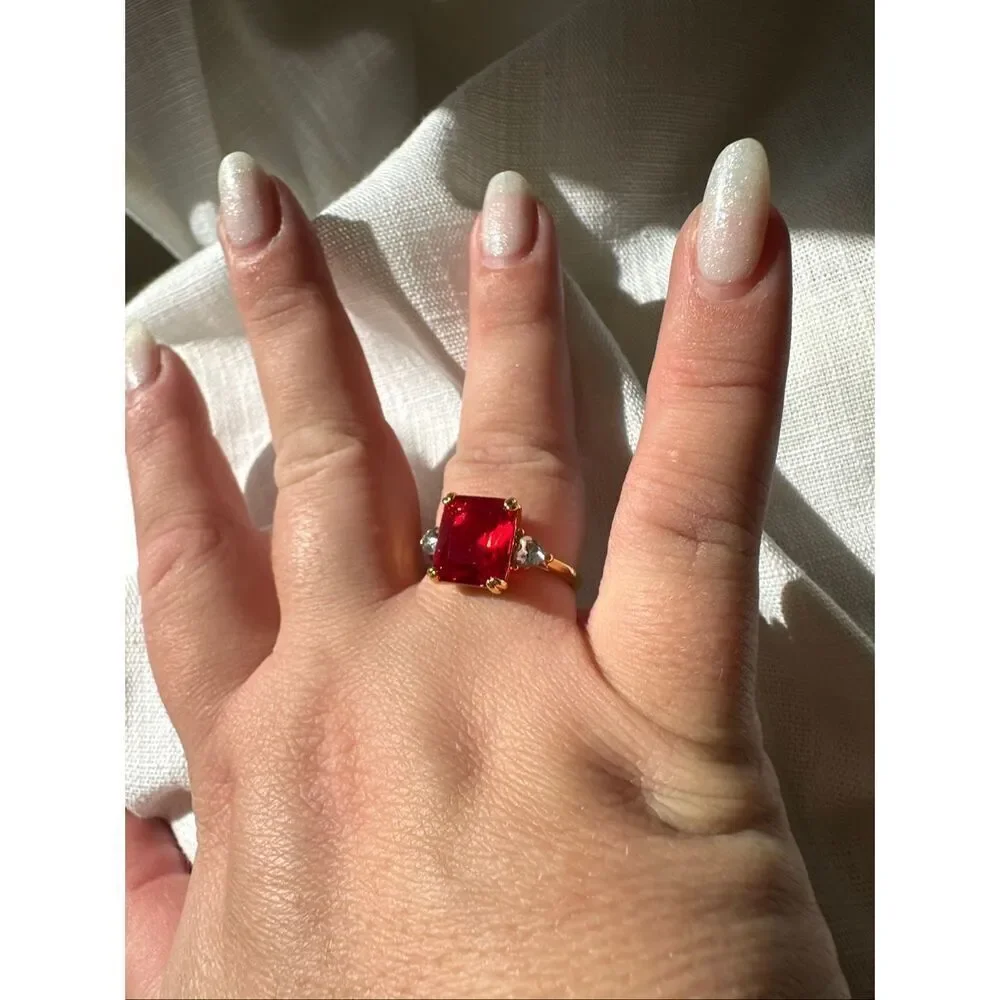 Cherry red cocktail ring
